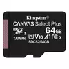Kép 3/4 - KINGSTON SDCS2/64GB MicroSD kártya - 64GB CLASS 10 Canvas Select Plus + Adapter