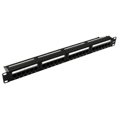 NESTRON NRPP-RJ45-124U-H 19" patch panel; 24 port; Cat6; árnyékolatlan; tehermentesítővel; dual IDC