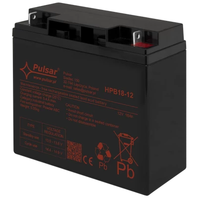 PULSAR HPB18-12 Akkumulátor 12V 18Ah; HPB széria; csatlakozó: