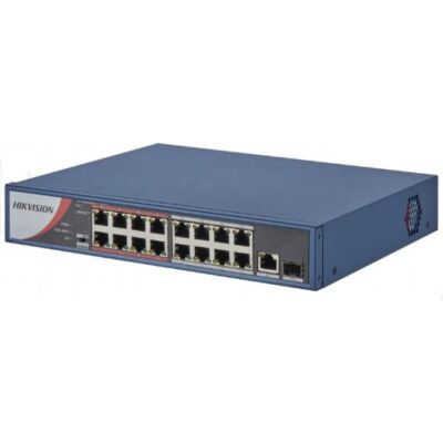 HIKVISION DS-3E0318P-E/M 18 portos PoE switch ; 16 PoE + 1 SFP + 1 RJ45 uplink port; nem menedzselhető