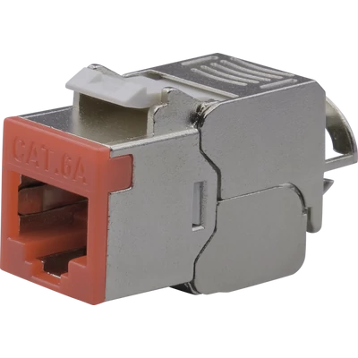 NESTRON NPN-KEY-1C6SF-180WT-RD Keystone STP csatlakozó; Cat6A; 180°; szerszám nélkül szerelhető; pir