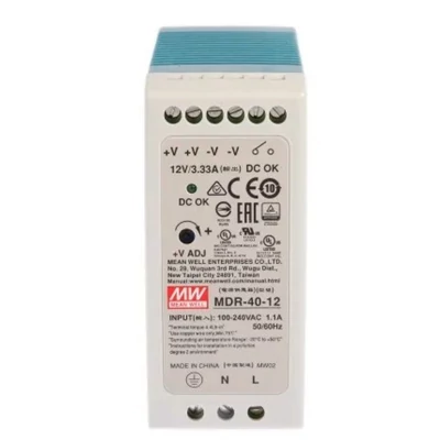 MEAN WELL MDR-40-12 Ipari tápegység; 12V; 3.33A; 40W; DIN sínre szerelhető