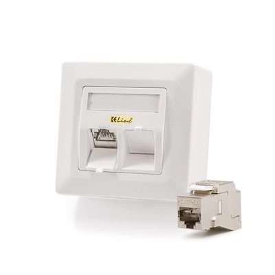 KELINE 601140-AP + KEJ-C6A-S-10G(2) Cat.6A, Modulo50, 2xRJ45/s, falon kívüli csatlakozóval