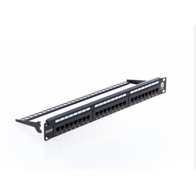 EXCEL 100-304 UTP 24 portos patch panel; cat6; 1U; fekete