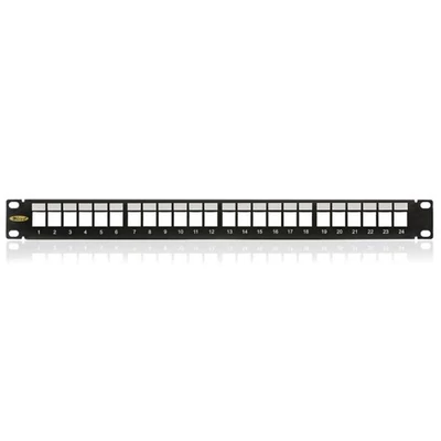 KELINE KEP-EMPTY-S-NP Patch panel 1U, ezüst, üres, 24 db keystone jack számára