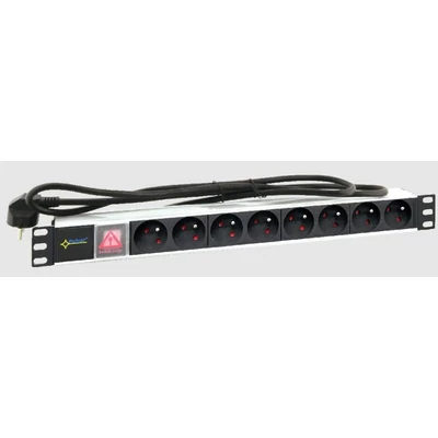 PULSAR RALZ 19" elosztósáv kapcsolóval; 8 UniSchuko csatlakozó