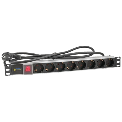 PULSAR RALZ/F 19" elosztósáv kapcsolóval; 8 Schuko csatlakozó