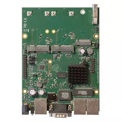 MIKROTIK RBM33G RouterBOARD M33G with Dual Core 880MHz CPU, 256MB RAM, 3x Gbit LAN, 2x miniPCI-e, 2x SIM slots, USB