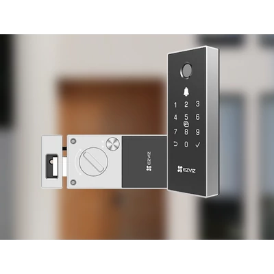 EZVIZ CS-DL03(WBCP) Vezetéknélküli okos tolózár + billentyűzet, kártyaolvasó, ujjnyomat olvasó, Wifi