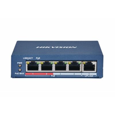 HIKVISION DS-3E0105P-E 5 portos PoE switch ; 4 PoE + 1 uplink port; nem menedzselhető