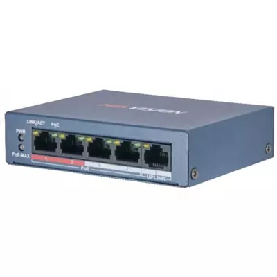 HIKVISION DS-3E0105P-E/M (B) 5 portos PoE switch ; 4 PoE + 1 uplink port; nem menedzselhető
