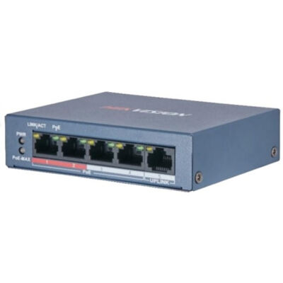 HIKVISION DS-3E0105P-E/M (B) 5 portos PoE switch ; 4 PoE + 1 uplink port; nem menedzselhető
