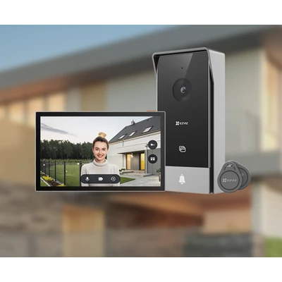 EZVIZ CS-HP5-R100-1W2TFC Kétvezetékes kaputelefon szett, 2 MP, Wifi, Mik/Audio, mircoSD foglalat, IR 6m, 7” képernyő