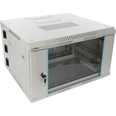PULSAR RWDA665-G 19" 6U 600x550 fali rack szekrény; kiforgatható; lapraszerelt; szürke; könnyített k
