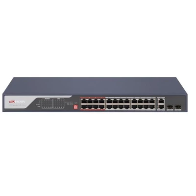 HIKVISION DS-3E0326P-E (C) 26 portos PoE switch ; 24 PoE + 2 kombinált uplink port; nem menedzselhet