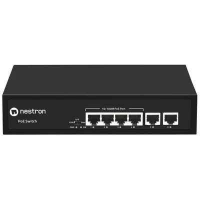NESTRON NSP-104F02F-65M 6 portos 10/100 PoE switch ; 4 PoE+ / 2 RJ45 uplink port; nem menedzselhető
