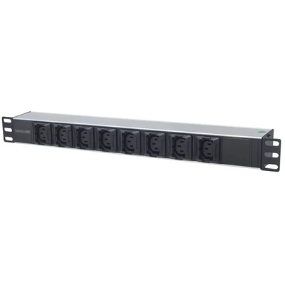 MANHATTAN 163651 elosztó - 19" 1U Rackmount elosztó, 8db C13 aljzat kiesés gátlóval , 2m eltávolítha