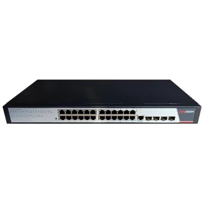 HIKVISION DS-3E2528(B) 28 portos switch; 24 Gbit port + 4 SFP uplink port; teljesen menedzselhető