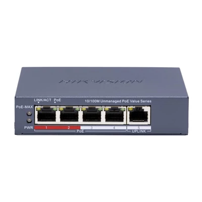 HIKVISION DS-3E0105P-E/M (C) 5 portos PoE switch ; 4 PoE + 1 uplink port; nem menedzselhető