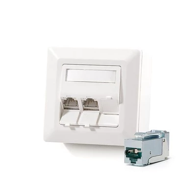 KELINE 601143-AP + KEJ-C6A-S-HD(3) Cat.6A, Modulo50, 3xRJ45/s, HD falon kívüli