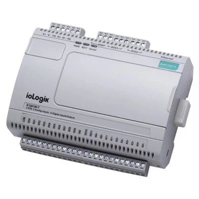 MOXA ioLogik E1261W-T Ethernet remote IO with 12 DIOs, 5 AIs, 3 RTDs, -4075°C operating temperature