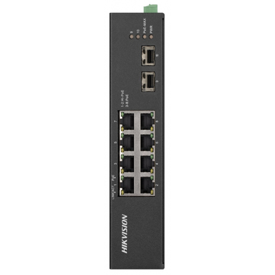 HIKVISION DS-3T0510HP-E/HS 10 portos ipari Gbit PoE switch ; 6 PoE+ / 2 HiPoE / 2 SFP uplink port; nem menedzselhető