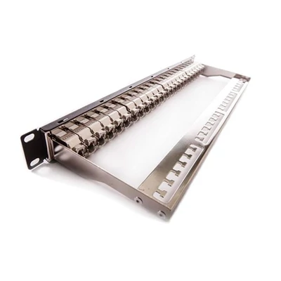 KELINE KEP-C6A-S-10G Patch panel , Kategória 6A, 24xRJ45/s,fekete, csatlakozókkal, 1U