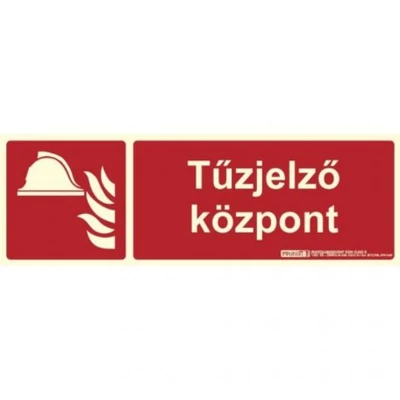 IMPLASER TUZTABLA-KOZPONT Tűzjelző központ felirat utánvilágító tábla; műanyag; tűzvédelmi jel; 30x1