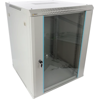 PULSAR RWA1566-G 19" 15U 600x600 fali rack szekrény; lapraszerelt; szürke; könnyített kialakítás