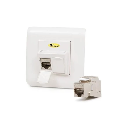 KELINE 601120-UP + KEJ-C6A-S-10G(2) Cat.6A, Modulo45, 2xRJ45/s, süllyesztett, csatlakozóval