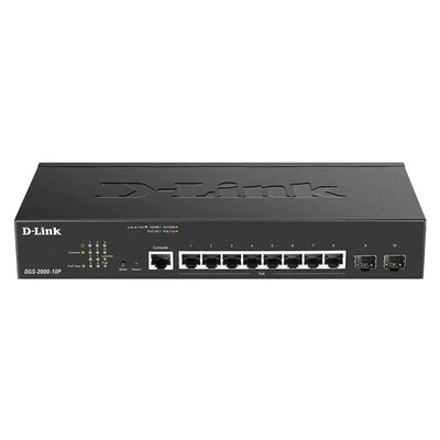 D-LINK DGS-2000-10P 8-port 10/100/1000 BASE-T PoE Ports, 2 x 100/1000 Mbps SFP Ports