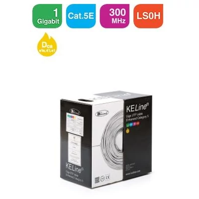KELINE KE300U24LSOH-Dca-RLX Giga kábel UTP 4x2xAWG24 Cat.5E, LSOH halogénmentes, Euroclass Dca