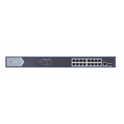 HIKVISION DS-3E0518P-E 18 portos Gbit PoE switch ; 16 PoE + 1 RJ45 + 1 SFP uplink port; nem menedzselhető