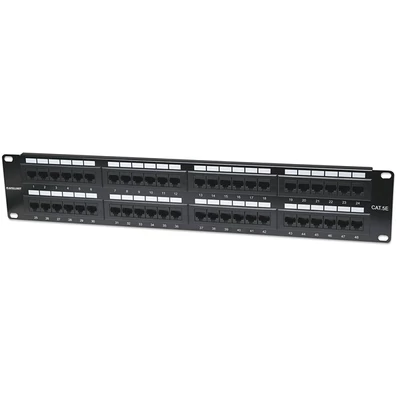 MANHATTAN 513579 Patch panel - CAT5e UTP patch panel, 48 portos, 2U, Fekete