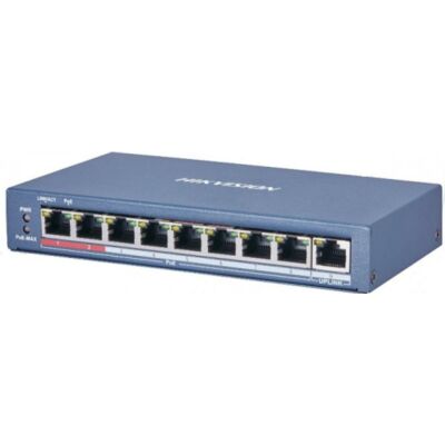 HIKVISION DS-3E0109P-E 9 portos PoE switch ; 8 PoE + 1 uplink port; nem menedzselhető