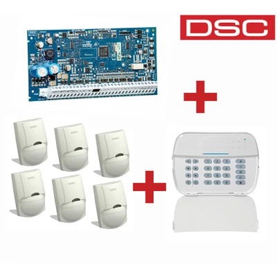 DSC NEO PACK-NEO-2032-LC100-L HS2032 32 zónás riasztóközpont HS2LEDE1 16 LED-es kezelővel, 6 db LC10