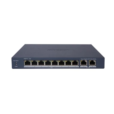 HIKVISION DS-3E1510P-EI/M 10 portos PoE switch ; 8 PoE + 2 RJ45 uplink port; menedzselhető