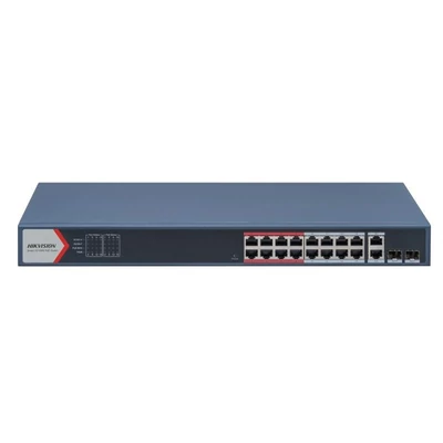 HIKVISION DS-3E1318P-EI (B) 18 portos PoE switch ; 16 PoE + 2 kombinált uplink port; smart menedzselhető