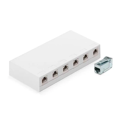 KELINE KE-SMB06-W + KEJ-C6A-S-10G(6) Cat.6A, Falon kívüli doboz 6xRJ45/s