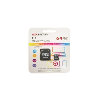 HIKVISION STORAGE HS-TF-C1/64G/ADAPTER Hikvision MicroSD kártya - 64GB microSDHC?, Class 10 and UHS-