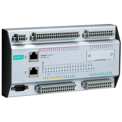MOXA ioLogik E1263H-T Ethernet remote I/O with 2-port Ethernet switches, 24 DIOs, 10 AIs and 3 RTDs,
