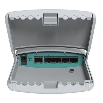 MIKROTIK FiberBox CRS105-5S-FB with 400MHz CPU, 128MB RAM, 5xSFP cages, 1x S-RJ01 module included, R