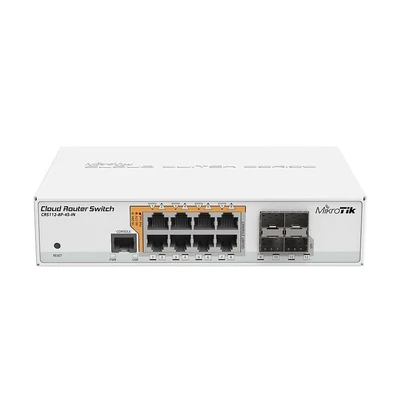 MIKROTIK CRS112-8P-4S-IN Cloud Router Switch 112-8P-4S-IN with QCA8511 400Mhz CPU, 128MB RAM, 8xGigabit LAN with PoE-out, 4xS