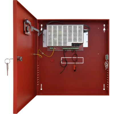 PULSAR EN54C-5A17LCD Szünetmentesíthető tápegység tűz- és füstjelző rendszerekhez; 27,6V / 5A / 2x17