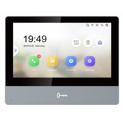 HIKVISION DS-KH8350-TE1 IP video-kaputelefon beltéri egység; 7" LCD kijelző; 1024x600 felbontás; PoE