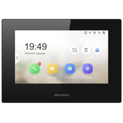 HIKVISION DS-KH6320-LE1 (B) IP video-kaputelefon beltéri egység; 7" TFT LCD érintő kijelző; 1024x600