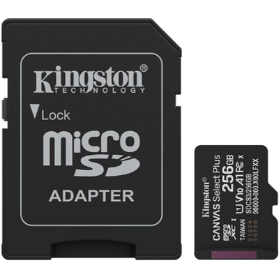 KINGSTON SDCS3/256GB 256GB microSD kártya; microSDXC; UHS-I Speed Class; U3; V30; adapterrel