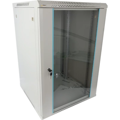 PULSAR RWA1866-G 19" 18U 600x600 fali rack szekrény; lapraszerelt; szürke; könnyített kialakítás