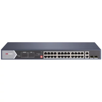 HIKVISION DS-3E0528HP-E 28 portos Gbit PoE switch ; 20 PoE+ / 4 HiPoE / 2 RJ45 + 2 SFP uplink port