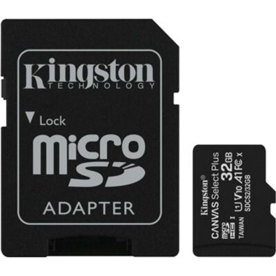 KINGSTON SDCS2/32GB 32GB micro SD kártya; microSDHC/microSDXC; Class 10 UHS-I; adapterrel